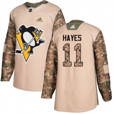 Men's Adidas Pittsburgh Penguins #11 Jimmy Hayes Authentic Camo Veterans Day Practice NHL Jersey