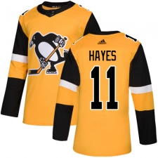 Men's Adidas Pittsburgh Penguins #11 Jimmy Hayes Authentic Gold Alternate NHL Jersey