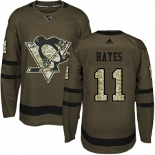 Men's Adidas Pittsburgh Penguins #11 Jimmy Hayes Authentic Green Salute to Service NHL Jersey