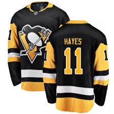 Men's Pittsburgh Penguins #11 Jimmy Hayes Authentic Black Home Fanatics Branded Breakaway NHL Jersey