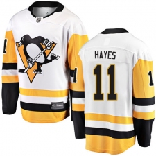 Men's Pittsburgh Penguins #11 Jimmy Hayes Authentic White Away Fanatics Branded Breakaway NHL Jersey