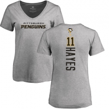 NHL Women's Adidas Pittsburgh Penguins #11 Jimmy Hayes Ash Backer T-Shirt