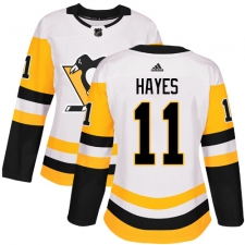 Women's Adidas Pittsburgh Penguins #11 Jimmy Hayes Authentic White Away NHL Jersey