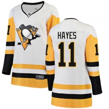 Women's Pittsburgh Penguins #11 Jimmy Hayes Authentic White Away Fanatics Branded Breakaway NHL Jersey
