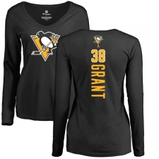 NHL Women's Adidas Pittsburgh Penguins #38 Derek Grant Black Backer Long Sleeve T-Shirt