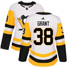 Women's Adidas Pittsburgh Penguins #38 Derek Grant Authentic White Away NHL Jersey