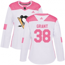 Women's Adidas Pittsburgh Penguins #38 Derek Grant Authentic White Pink Fashion NHL Jersey