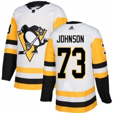 Men's Adidas Pittsburgh Penguins #73 Jack Johnson Authentic White Away NHL Jersey