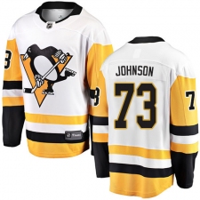 Men's Pittsburgh Penguins #73 Jack Johnson Authentic White Away Fanatics Branded Breakaway NHL Jersey
