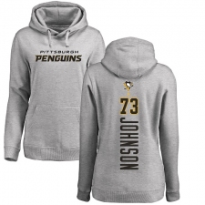 NHL Women's Adidas Pittsburgh Penguins #73 Jack Johnson Ash Backer Pullover Hoodie