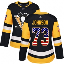 Women's Adidas Pittsburgh Penguins #73 Jack Johnson Authentic Black USA Flag Fashion NHL Jersey