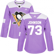 Women's Adidas Pittsburgh Penguins #73 Jack Johnson Authentic Purple Fights Cancer Practice NHL Jersey