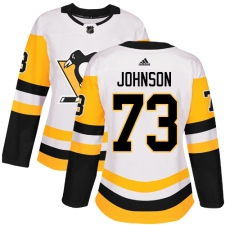 Women's Adidas Pittsburgh Penguins #73 Jack Johnson Authentic White Away NHL Jersey