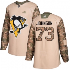 Youth Adidas Pittsburgh Penguins #73 Jack Johnson Authentic Camo Veterans Day Practice NHL Jersey