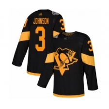Youth Pittsburgh Penguins #3 Jack Johnson Authentic Black 2019 Stadium Series Hockey Jersey