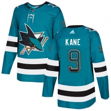 Men's Adidas San Jose Sharks #9 Evander Kane Authentic Teal Drift Fashion NHL Jersey