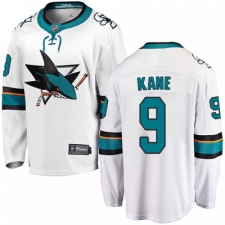 Men's San Jose Sharks #9 Evander Kane Fanatics Branded White Away Breakaway NHL Jersey