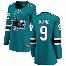 Women's San Jose Sharks #9 Evander Kane Fanatics Branded Teal Green Home Breakaway NHL Jersey