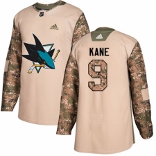 Youth Adidas San Jose Sharks #9 Evander Kane Authentic Camo Veterans Day Practice NHL Jersey