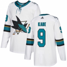 Youth Adidas San Jose Sharks #9 Evander Kane Authentic White Away NHL Jersey