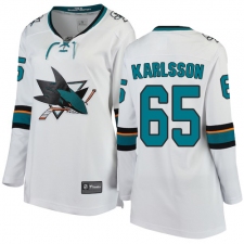 Women's San Jose Sharks #65 Erik Karlsson Fanatics Branded White Away Breakaway NHL Jersey