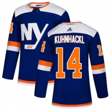 Youth Adidas New York Islanders #14 Tom Kuhnhackl Premier Blue Alternate NHL Jersey
