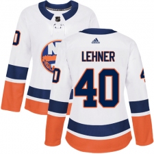 Women's Adidas New York Islanders #40 Robin Lehner Authentic White Away NHL Jersey