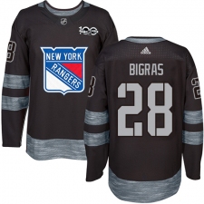 Men's Adidas New York Rangers #28 Chris Bigras Authentic Black 1917-2017 100th Anniversary NHL Jersey