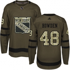 Men's Adidas New York Rangers #48 Brett Howden Authentic Green Salute to Service NHL Jersey