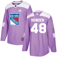 Men's Adidas New York Rangers #48 Brett Howden Authentic Purple Fights Cancer Practice NHL Jersey