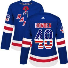 Women's Adidas New York Rangers #48 Brett Howden Authentic Royal Blue USA Flag Fashion NHL Jersey