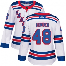 Women's Adidas New York Rangers #48 Brett Howden Authentic White Away NHL Jersey