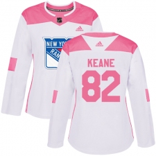 Women's Adidas New York Rangers #82 Joey Keane Authentic White Pink Fashion NHL Jersey