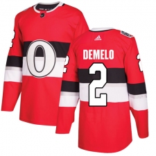 Men's Adidas Ottawa Senators #2 Dylan DeMelo Authentic Red 2017 100 Classic NHL Jersey