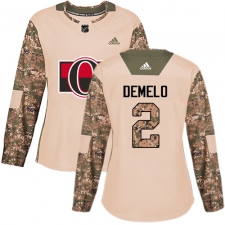 Women's Adidas Ottawa Senators #2 Dylan DeMelo Authentic Camo Veterans Day Practice NHL Jersey