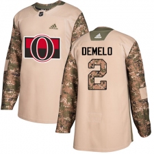 Youth Adidas Ottawa Senators #2 Dylan DeMelo Authentic Camo Veterans Day Practice NHL Jersey