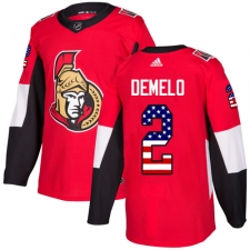 Youth Adidas Ottawa Senators #2 Dylan DeMelo Authentic Red USA Flag Fashion NHL Jersey