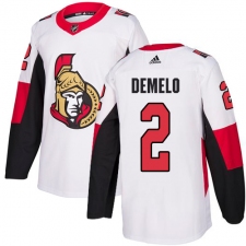 Youth Adidas Ottawa Senators #2 Dylan DeMelo Authentic White Away NHL Jersey