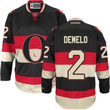 Youth Reebok Ottawa Senators #2 Dylan DeMelo Authentic Black Third NHL Jersey