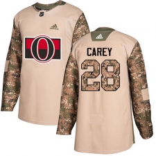 Men's Adidas Ottawa Senators #28 Paul Carey Authentic Camo Veterans Day Practice NHL Jersey