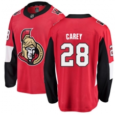 Men's Ottawa Senators #28 Paul Carey Fanatics Branded Red Home Breakaway NHL Jersey