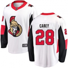 Men's Ottawa Senators #28 Paul Carey Fanatics Branded White Away Breakaway NHL Jersey
