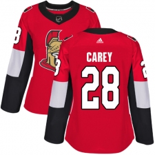 Women's Adidas Ottawa Senators #28 Paul Carey Premier Red Home NHL Jersey