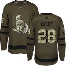 Youth Adidas Ottawa Senators #28 Paul Carey Authentic Green Salute to Service NHL Jersey