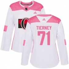 Women's Adidas Ottawa Senators #71 Chris Tierney Authentic White Pink Fashion NHL Jersey