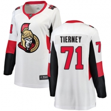 Women's Ottawa Senators #71 Chris Tierney Fanatics Branded White Away Breakaway NHL Jersey