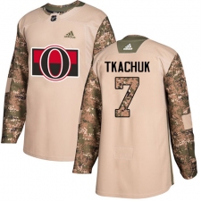 Men's Adidas Ottawa Senators #7 Brady Tkachuk Authentic Camo Veterans Day Practice NHL Jersey