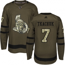 Men's Adidas Ottawa Senators #7 Brady Tkachuk Authentic Green Salute to Service NHL Jersey