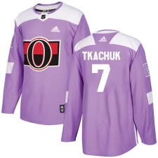 Men's Adidas Ottawa Senators #7 Brady Tkachuk Authentic Purple Fights Cancer Practice NHL Jersey