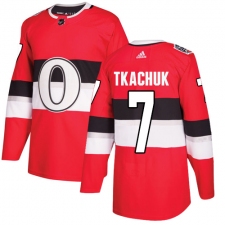 Men's Adidas Ottawa Senators #7 Brady Tkachuk Authentic Red 2017 100 Classic NHL Jersey